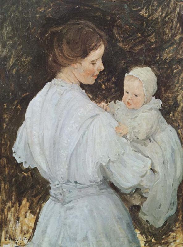 E.Phillips Fox Mother and child Norge oil painting art